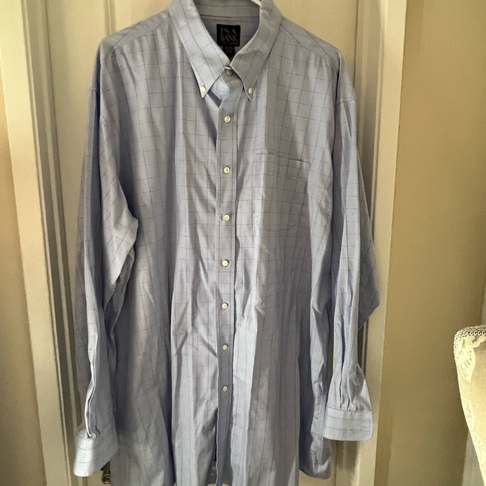 Jos. A. Bank Light Blue Checkered Dress Shirt